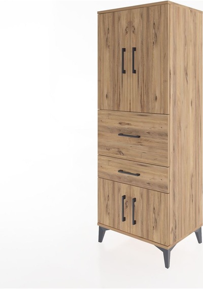 Hyperion Dolap 3 Raflı 2 Çekmeceli 4 Kapaklı 60x44x163 Çam-çam Atlas Çam