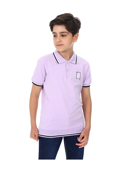 Toontoy Kids Toontoy Erkek Çocuk Polo Yaka Palmiye Baskılı Tişört Lila