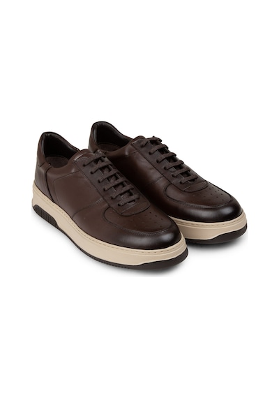 Deery Hakiki Deri Kahverengi Erkek Sneaker Ayakkabı - 01965Mkhve06 Kahverengi
