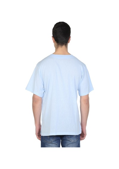 Kısa Kol Şile Bezi Bisiklet Yaka Erkek Tshirt Buz Mavi 3027