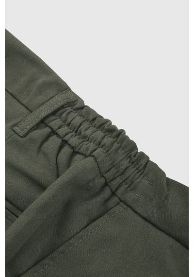 Deepsea Erkek Haki Likralı Beli Lastikli & İpli Dar Kesim Şık Kumaş Pantolon 2600572 Haki