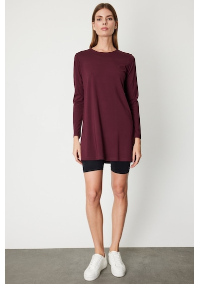 On Kadın Uzun Kollu Basic Tunik 61421 Bordo Bordo