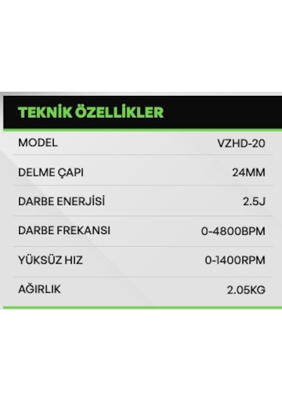 Volta VZHD-20 Akülü Kırıcı Delici