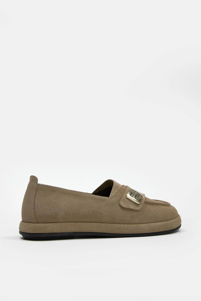 Mii Bej Hakiki Süet Kadın Loafer Bej