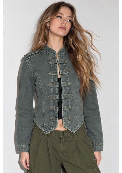 Hiccup Düğmeli Denim Ceket Gri