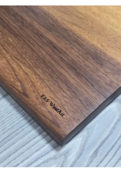 Iroko Tek Parça - Yekpare - Masif Doğal Ağaç Ahşap Büyük Boy 40 X 27,5 Cm Kesme Tahtası Çok Renkli