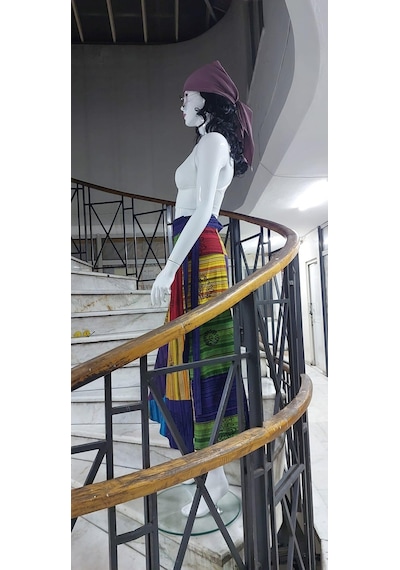 Hint Etnik Kadın Patchwork Desenli Anvelop Etek 95 Cm Sarı