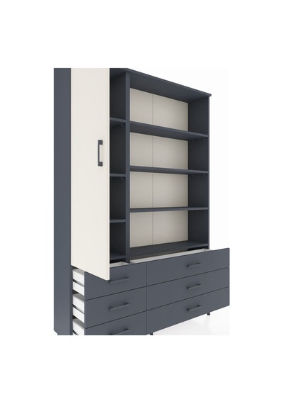 Arges Dolap 8 Raflı 6 Çekmeceli Tek Kapaklı 132x30x195 Antrasit-aytaşı/antrasit Aytası/antrasıt Arges Dolap 8 Raflı 6 Çekmeceli Tek Kapaklı 132x30x195 Antrasit-aytaşı/antrasit Aytası/antrasıt