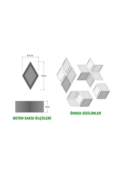 Yapay Çiçek Deposu Handmade Beton Saksı 6 Cm Modüler Model-18 Taş Rengi