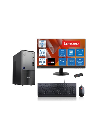 Lenovo ThinkCentre Neo 50T Gen 6 2713BD007WTR27F17 Ultra 7 265 48 GB 512 GB SSD RX550 27" Free Dos Masaüstü Bilgisayar + USB Bellek