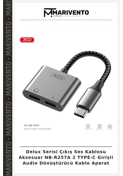 Delux Serisi Çıkış Ses Kablosu Aksesuar Nb-r257a 2 Type-c Girişli Audio Dönüştürücü Kablo Aparat