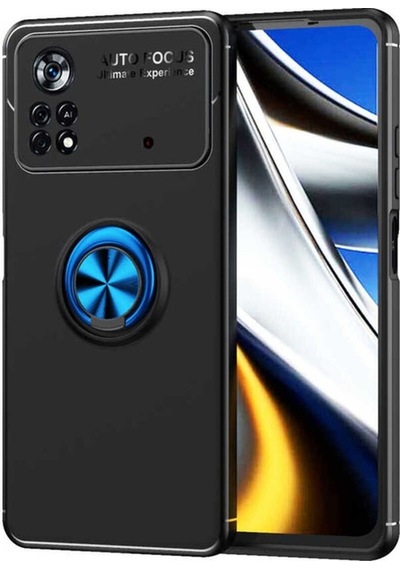 Xiaomi Poco X4 Pro 5g Kılıf Zore Ravel Silikon Kapak Siyah-Mavi