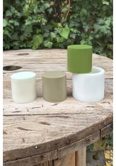 Silindir Şeklinde Silikon Mum Kalıbı 6x6x10 Cm Yeşil Çok Renkli