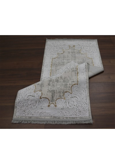 Nostalji Seri Gold Klasik Motifli Altı Kaymaz Makine Dokuma Halı 13418-836 Beyaz