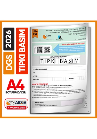 2026 Dgs Ösym Tıpkı Basım Sayısal-sözel Çıkmış Soru Deneme Kitapçığı Dijital Çözümlü Türkiye Geneli