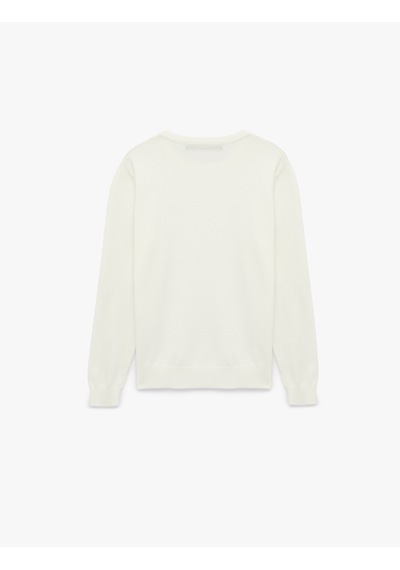 Koton Regular Fit Uzun Kollu Bisiklet Yaka Basic Triko Kazak Ekru 6sam70009ht
