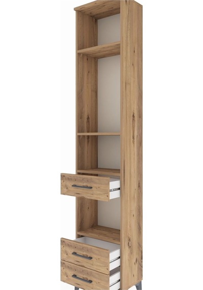 Arges Dolap 4 Raflı 3 Çekmeceli 44x30x221 Çam-çam Çam