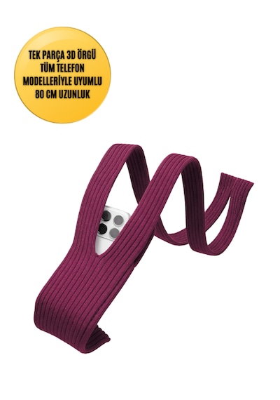 3d Örgü Phone Pocket Tüm Telefonlarla Uyumlu Telefon Askı Kılıfı 80 Cm Bordo