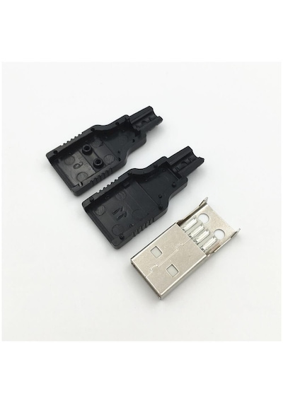 Koodmax Usb A Erkek Konnektör - Lehim Tipi - Plastik - Usb Erkek Soket - 10 Adet