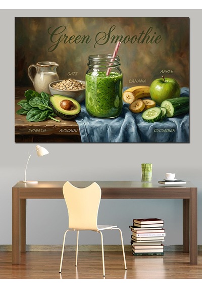 Green Smoothie Ve Sağlıklı Yaşam Dekoratif Kanvas - Mdf Ahşap Tablo