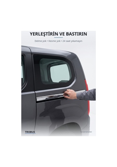 Peugeot Partner Tepee 2008-2018 Uyumlu Krom Sürgülü Kapı Çıtası 4 Parça Paslanmaz Çelik
