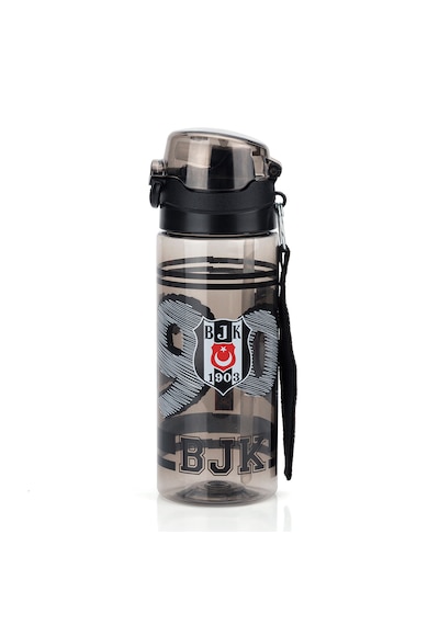 Beşiktaş Lisanslı 500ml Pipetli Kilitli Kapaklı Siyah Matara - Orijinal Bjk Taraftar Suluk Siyah - Beyaz