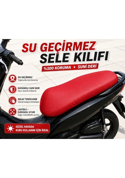 Daelim S3 Advance Motosiklet Sele Kılıfı Su Geçirmez Sele Koruma Kırmızı