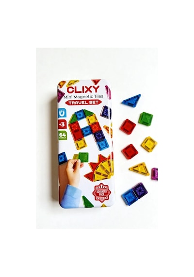Clixy Mini Manyetik Bloklar 64 Parça Travel Set Taşınabilir Eğitici Stem Oyuncak