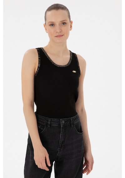 U.S. Polo Assn. Kadın Siyah Bisiklet Yaka Triko Tişört 50306480-VR046