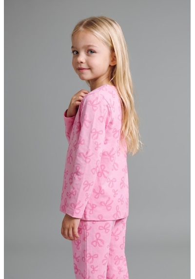 Defacto Uzun Kollu Üst Lastikli Paça Alt Fiyonk Desenli 2li Pijama Takımı Kız Bebek I3904a526auer105 Ekru-er105