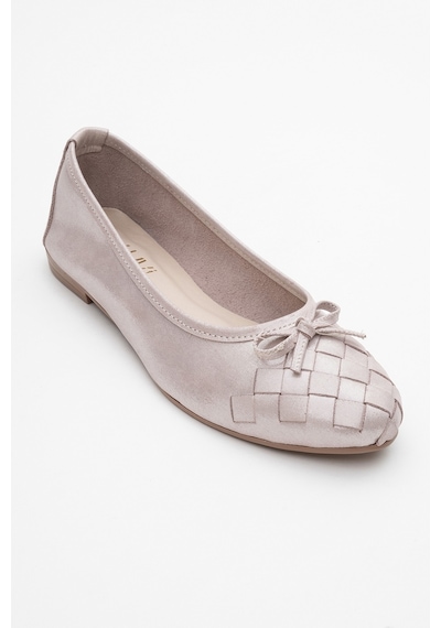 Luvishoes Luvi Shoes 03 Bej Simli Hakiki Deri Kadın Babet Ayakkabı Bej