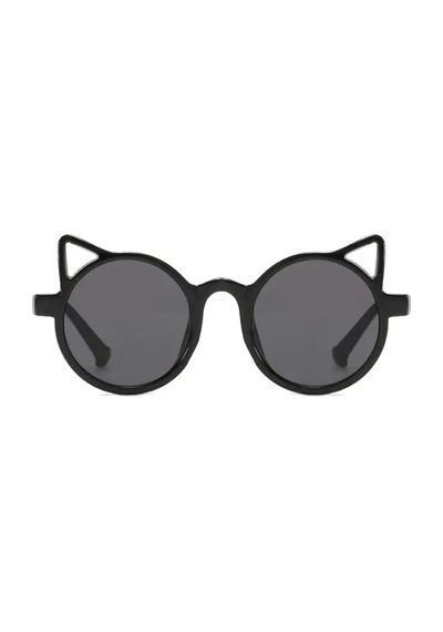 Dabify Siyah Kemik Çerçeve Kedi Tasarım Vintage Retro Unisex Çocuk Güneş Gözlüğü