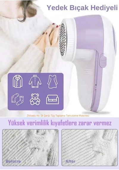 Zhltools Hs-26 Şarjlı Tüy Toplama Temizleme Makinesi Beyaz