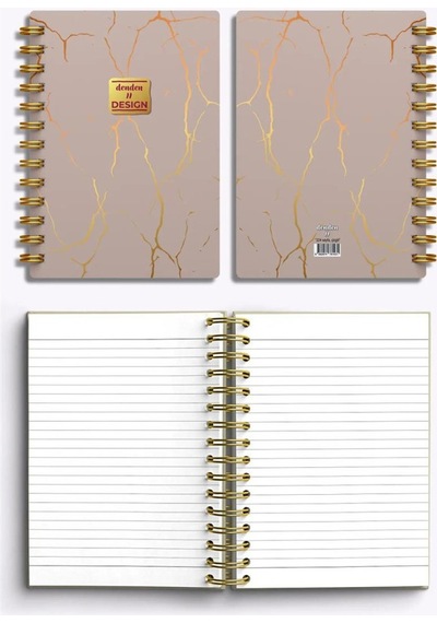 Denden Mermer Bej 17x24 Çizgili Defter Bej