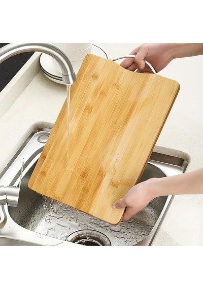 Ayrex Metal Saplı Bambu Kesme Tahtası Antibakteriel Yıkanabilir Doğrama Tahtası Dikdörtgen 34x24 Cm Diğer