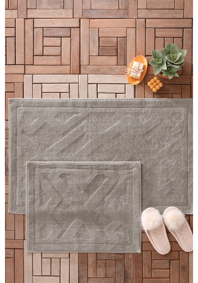 Yataş Bedding Milo Banyo Paspası Seti - Gri (50x60 cm + 60x100 cm) Gri