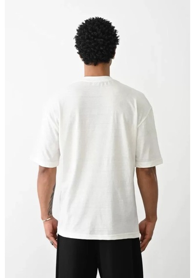 Suma Unisex Oversize Baskılı Beyaz T-shirt - S Beden