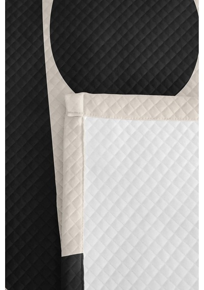 Siyah Geometrik Modern Tek Kişilik Pike Takımı - Beyaz Minimal 160x220 Cm Mevsimlik Yatak Örtüsü Ahenkli Güneş Tonu