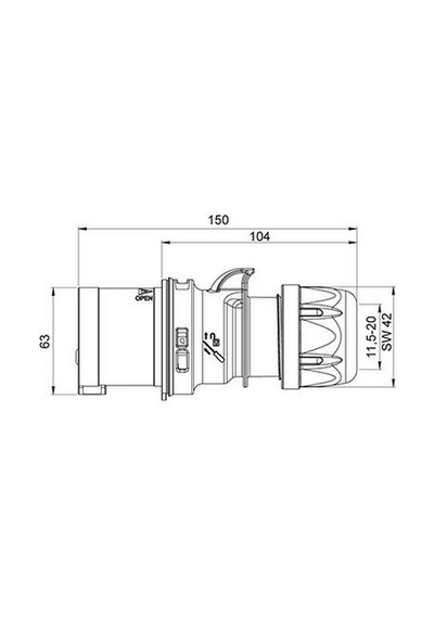 Mete Enerji 4x32a. Ip44 Düz Fiş- Vidalı Bağl. 406109v