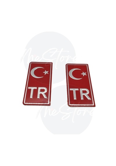 Süslen Türkiye Tr Plaka Sticker, Kırmızı, Set Of 2