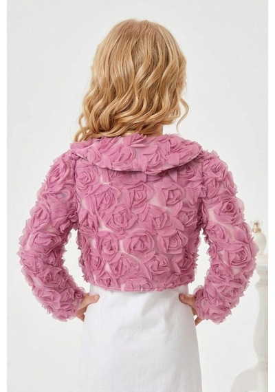 Mnk Baby & Kids Luvia Lase Detay Kız Çocuk Bolero M00812 Gülkurusu