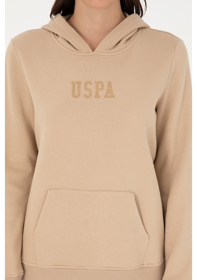 U.S. Polo Assn. Kadın Kum Basic Kapüşonlu Sweatshirt 50289536-VR085