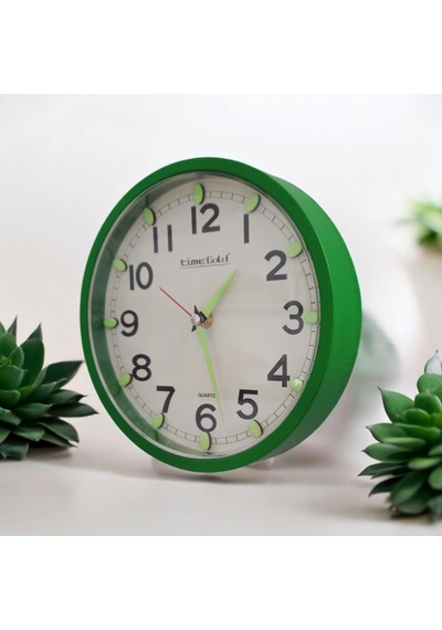 Fosforlu Karanlıkta Parlayan Küçük Çocuk Odası Yeşil Duvar Saati Çap 22 Cm Yeşil