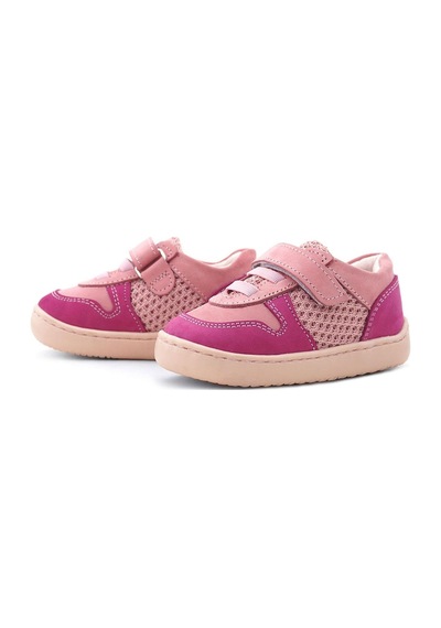 Rakerplus Bob Hakiki Deri Pembe Barefoot Cırtlı Lastikli Bebek Sneaker Ayakkabı Pembe