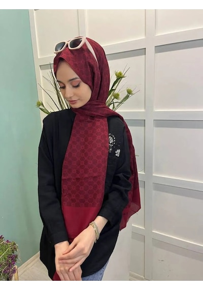 Aker Elegance Monogram Şal - 1090100-941 - Bordo Bordo
