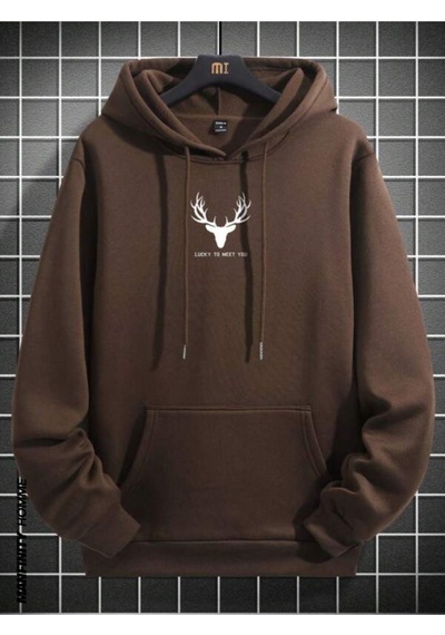 Altamira Erkek Geyik Baskı Kapüşonlu Sweatshirt 001