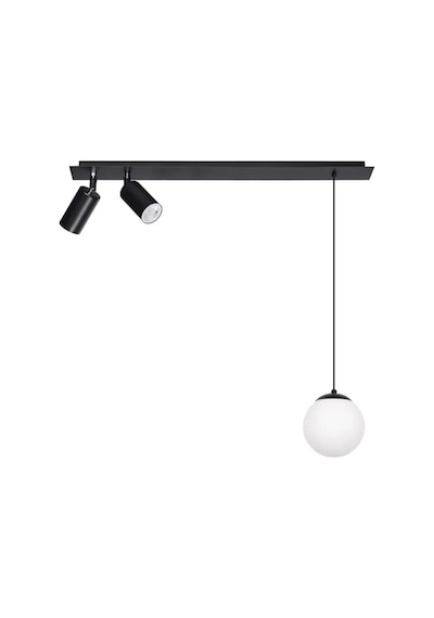 Rsylight Retro Masa Üstü 3 Lü 180derce Ledli Beyaz Opal Camlı Sarkıt Led Spot Günışığı Ampüllü Siyah
