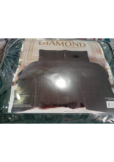 Merinos Diamond Kürk Bubble Desen Comforter Set, Çift Kişilik Yorgan Seti 220x240 Petrol Yeşili