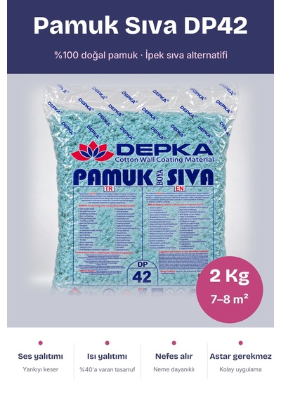 Depka Pamuk Sıva Dp42 2 Kg 7-8 M² İpek Sıva Alternatifi Isı Ve Ses Yalıtımlı Dekoratif Sıva