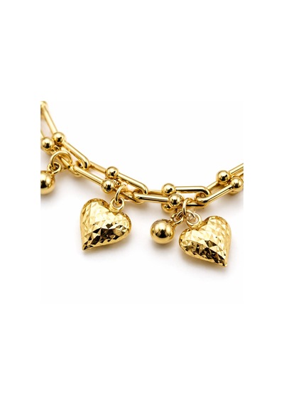Gm Jewelry Kalp Charm Bileklik Gold Zincir Şık Kadın Model Altın